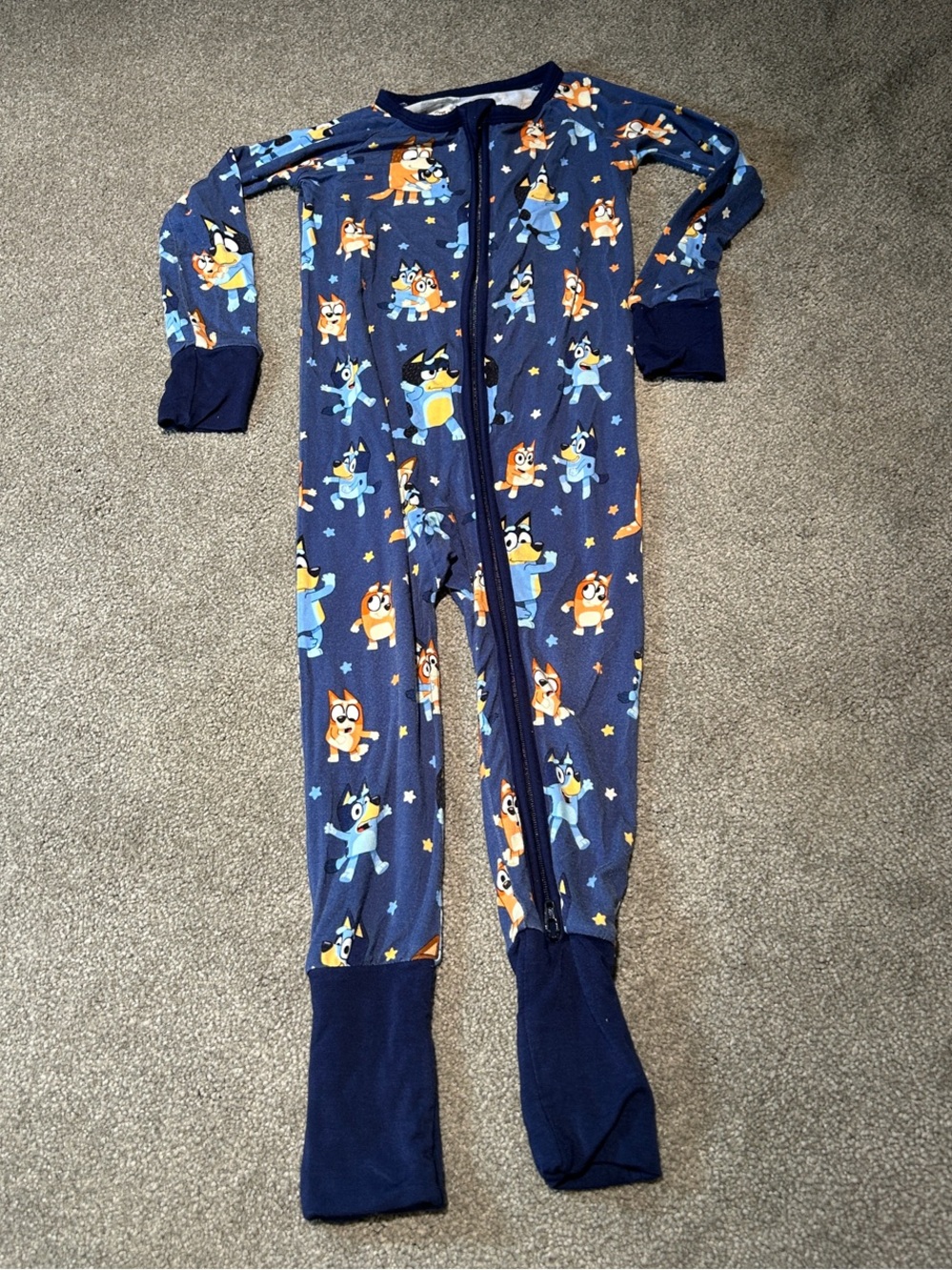 Little Sleepies Navy Blue Cartoon Fox & Dog Footed Pajamas
